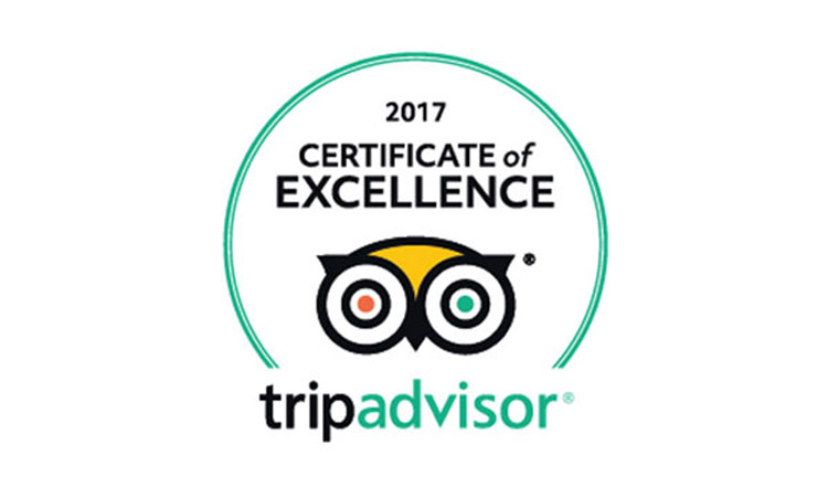 TripAdvisor 2017 certificate of excellence